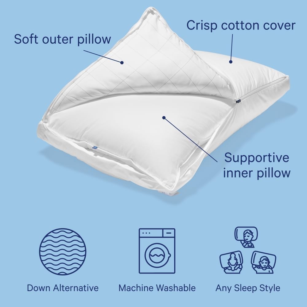 Sleep Pillow Standard Size Medium Soft Feel, Down-Alternative Fill gallery