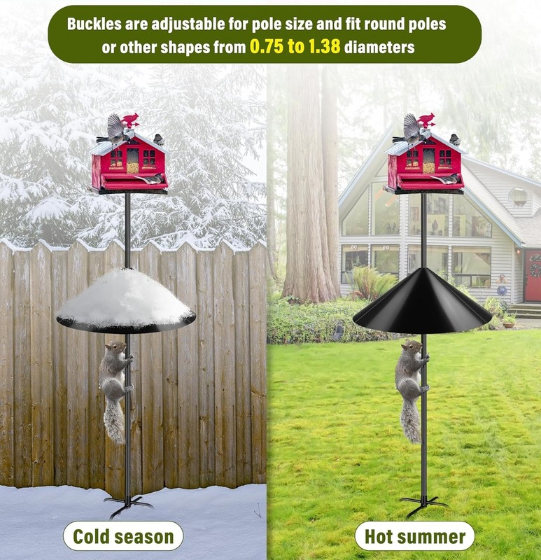 MULTI SIZE Bird Feeder Squirrel Proof Baffle 19 Inch Black Protects Raccoons & S gallery