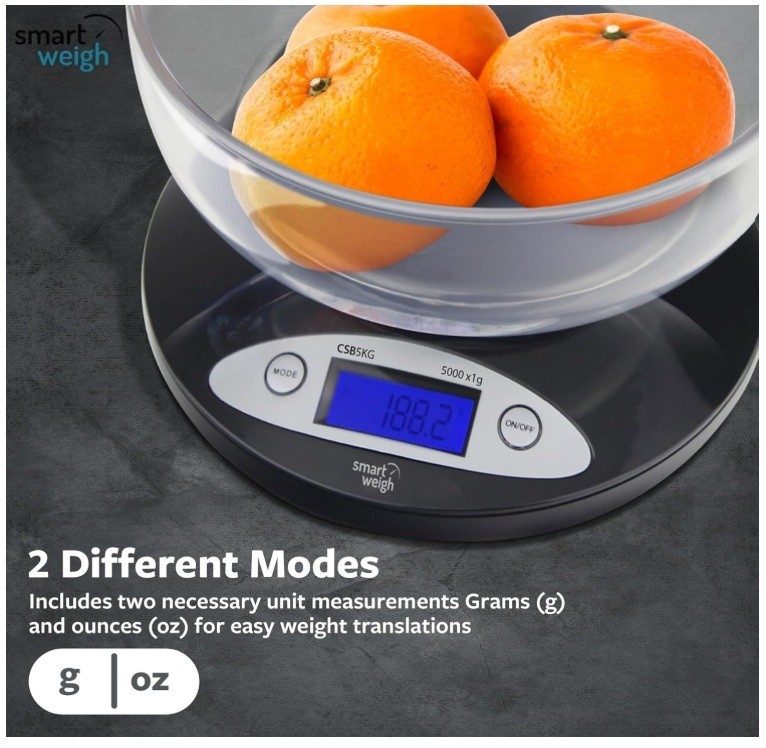 Smart Weigh Digital Kitchen Scale with Removable Bowl – 11lb/5kg Capacity gallery