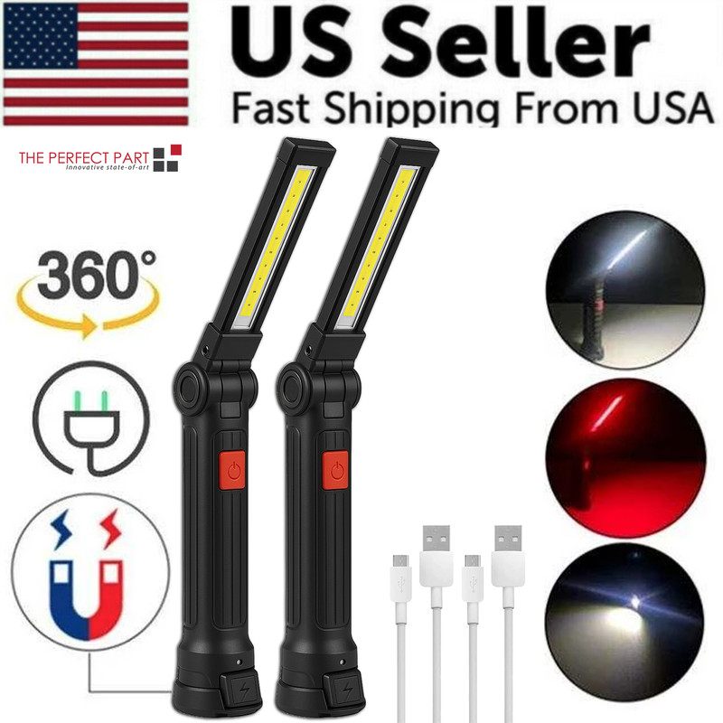 Rechargeable LED COB Work Light Mechanic Flashlight Lamp Magnetic Base Bright gallery