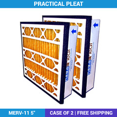 (2 Pack) Practical Pleat 12X24X5 MERV 11, 5 Inch for Return Grille