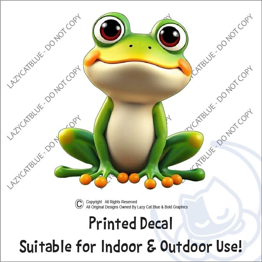 Cute Frog Decal Sticker Big Eyes Reptile Amphibian Love Frogs Smile Nature Life gallery