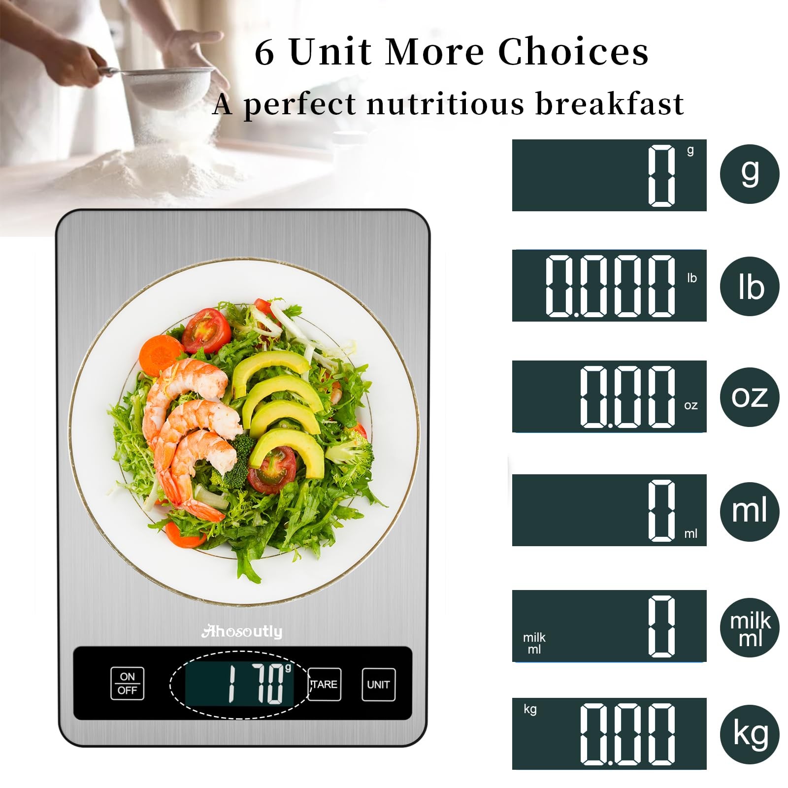 Food Scale, 22lb/10kg Digital Kitchen Scale Weight Grams and Ounces with 0.1o... gallery