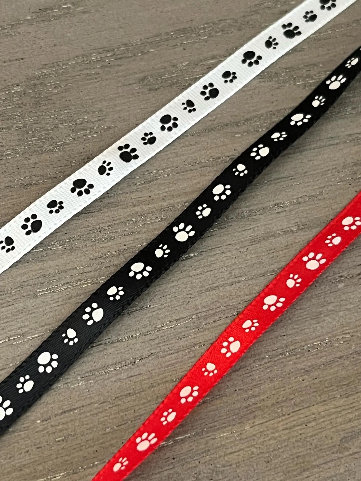 1/4" Thin PAW Print Single Faced Satin Ribbon Polyester Choose Color & Length gallery