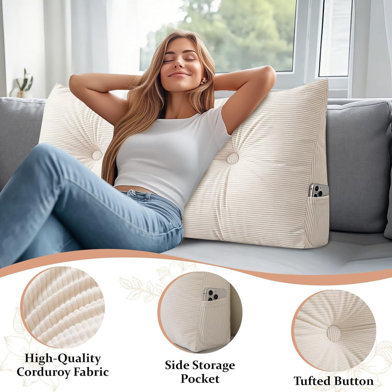 Triangular Headboard Pillow Twin XL for College Dorm Headboard Bed Wedge Pillows gallery