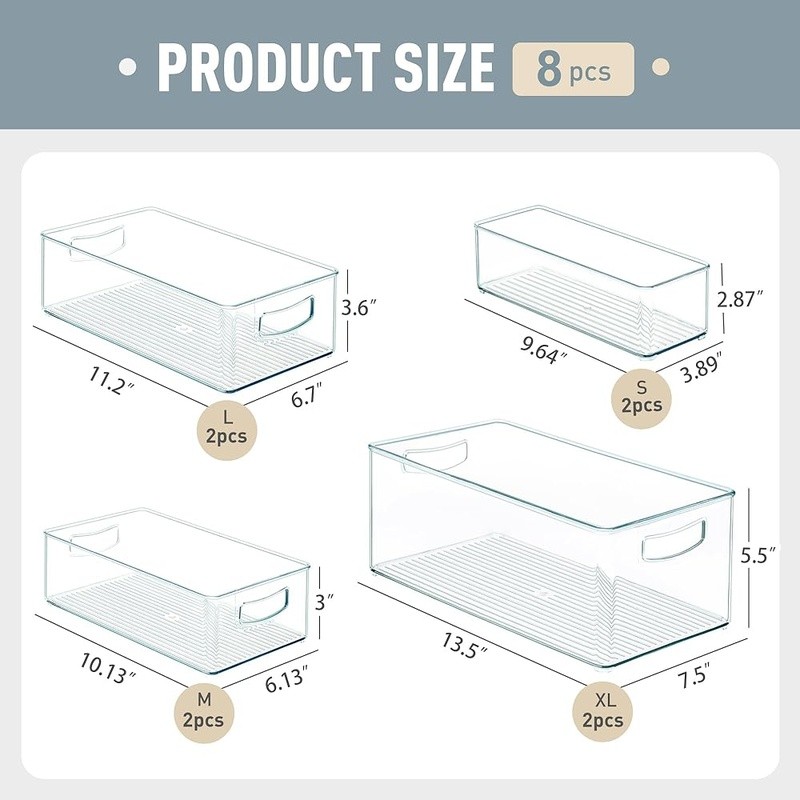 XL Clear Freezer Storage Bins Stackable Food Safe PET Durable Organizers New gallery
