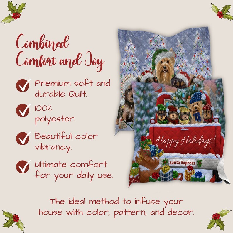 Yorkshire Terrier Quilt Dog Bedding Personalized Christmas Gift Many Designs NWT gallery