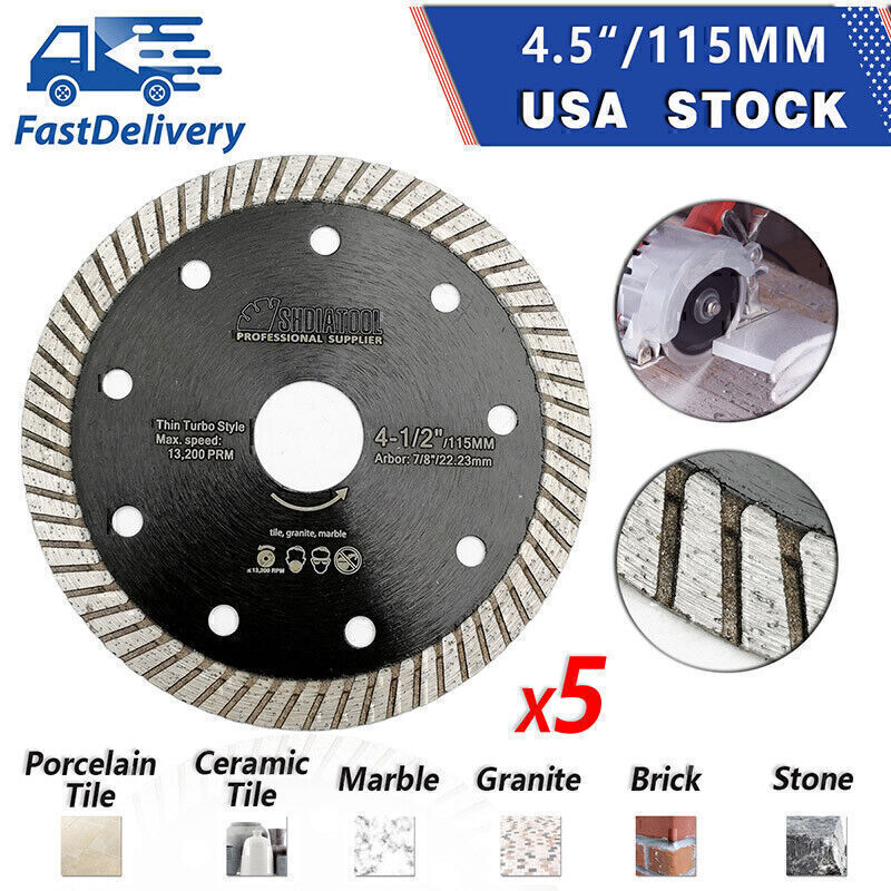 5pcs 4.5 Inch Diamond Grinder Saw Blades Cutting Wheel Disc Tile Ceramic Cutters gallery