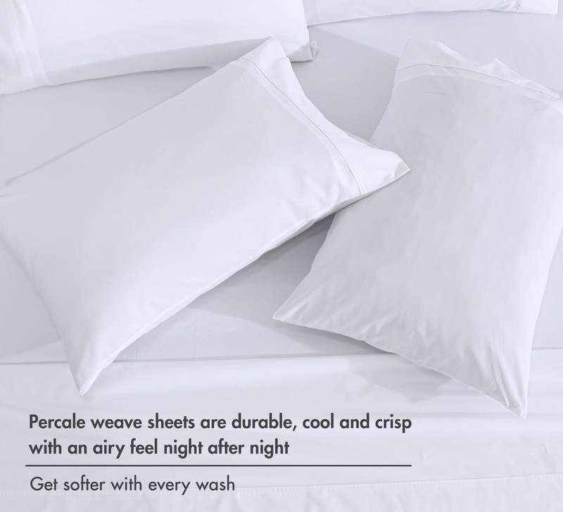 100% Cotton Percale Sheets Split King Size 7 Piece Set, Cooling Bed Sheets fo... gallery