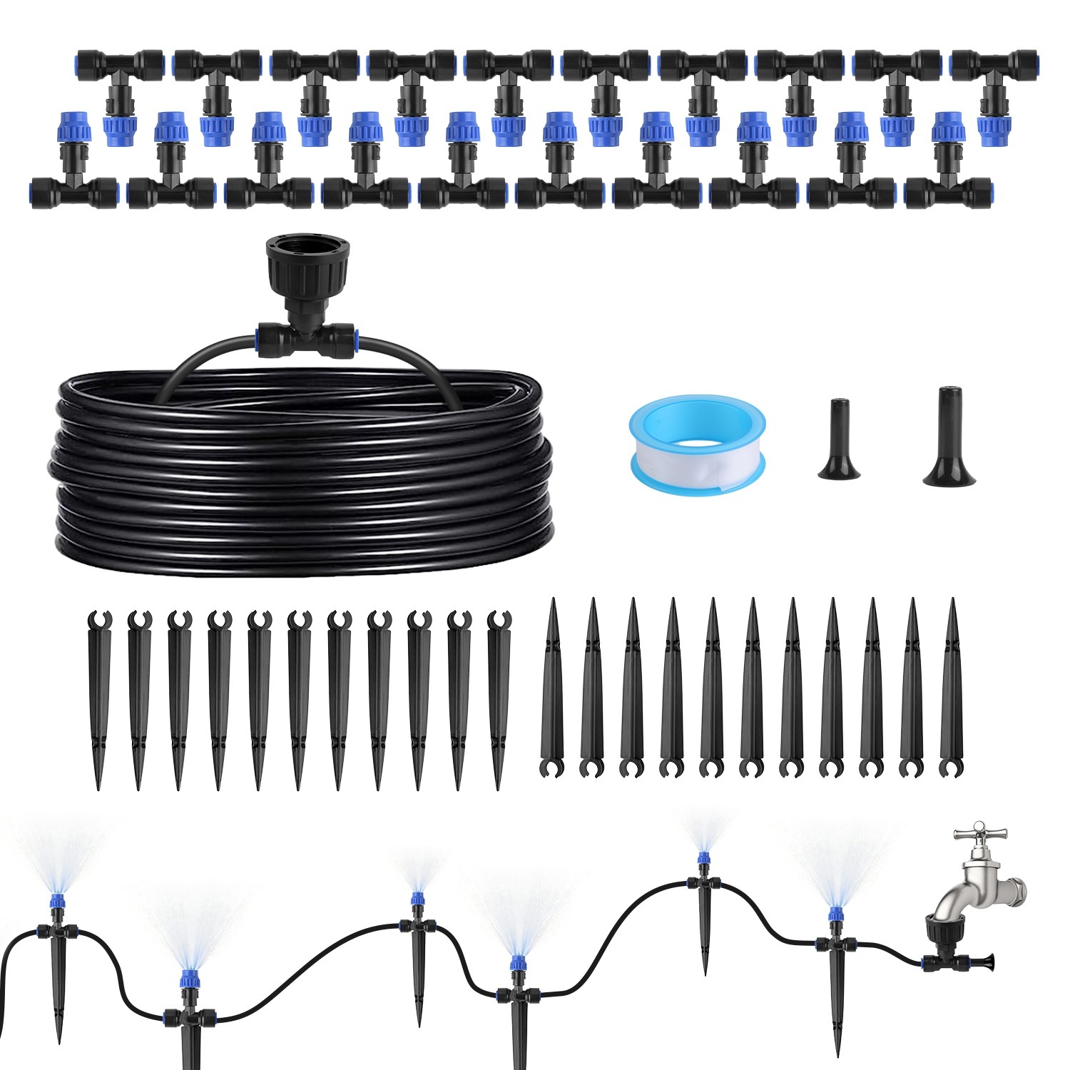 75Ft Drip Irrigation Kit Automatic Watering System with 20pcs Adjustable Nozzle gallery
