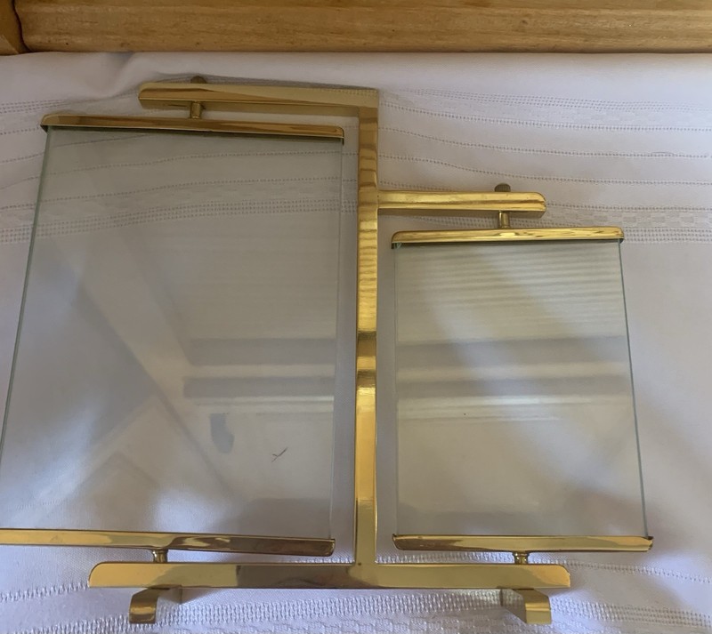Dual Picture Frames Solid Brass Swivel Dual Sided Vintage Retro 5" x 7"& 4" x 5" gallery