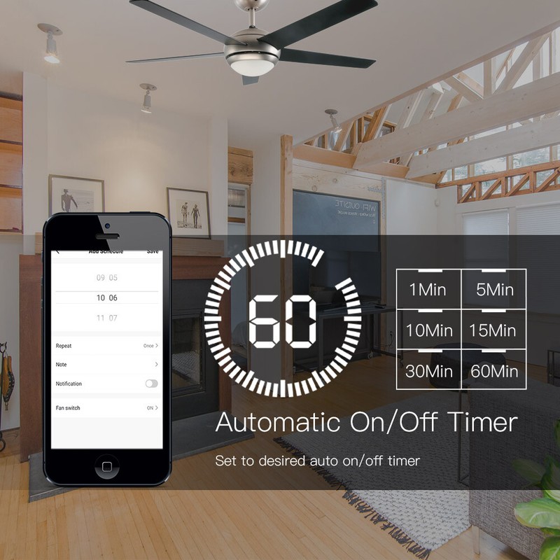 MOES Smart Ceiling Fan Light Switch WiFi RF Wall Touch Panel Alexa Google APP gallery