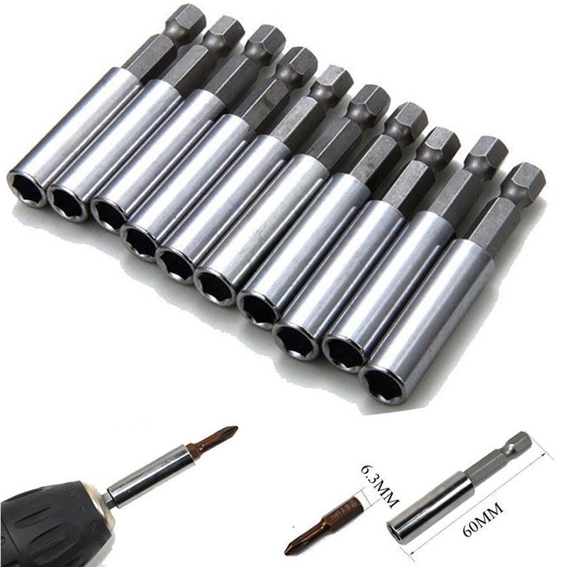 10Pcs Compact Magnetic Bit Tip Extensions Holder 1/4 Hex Shank Drive Guide US gallery