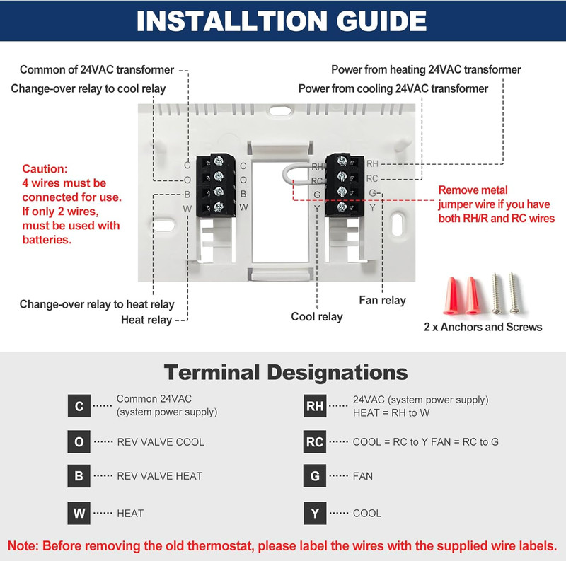 Non-Programmable Digital Thermostat for Home, up to 1 Heat/1 Cool with Large LCD gallery