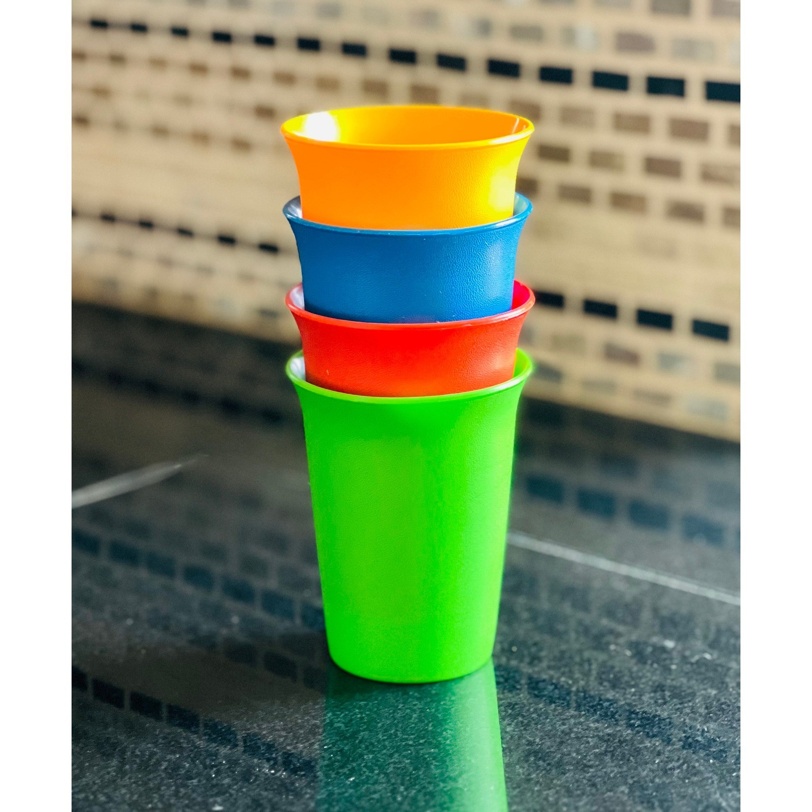 VINTAGE Tupperware Kids Small Juice Cups Primary Color Bell Tumblers Set of 4 gallery