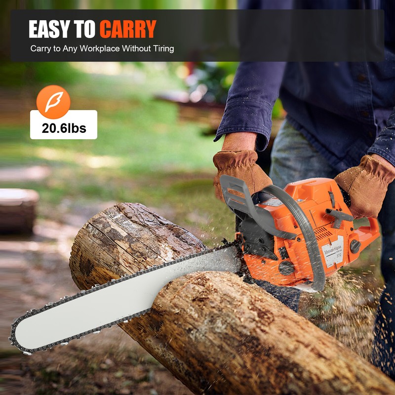 72cc Gas Powered Chainsaw with 24" Guide Bar Saw Chain 2-Stroke Engine Cut Wood gallery