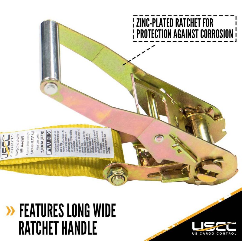 USCC 2" X 30 Ratchet Strap w/Snap Hook - Yellow gallery