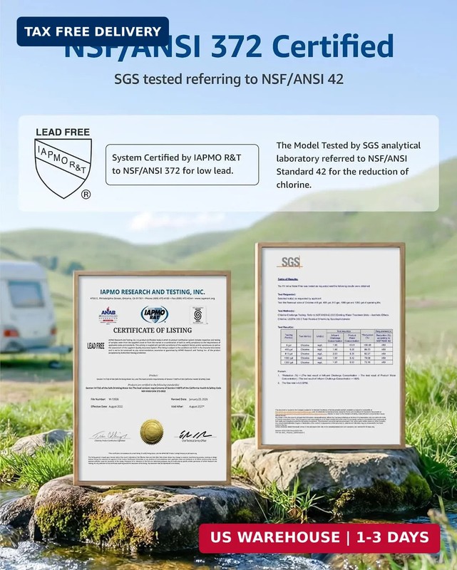 Waterspecialist RV Inline Water Filter, NSF Certified, Reduces Chlorine, Bad Tas gallery