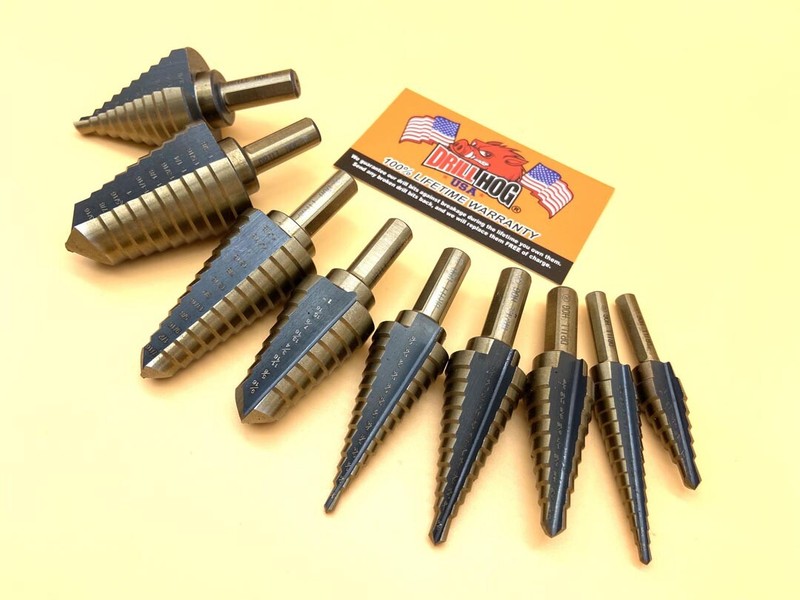 9 Pc Step Bit Set Molybdenum M7 Step Bit UNIBIT Drill Hog® Lifetime Warranty gallery