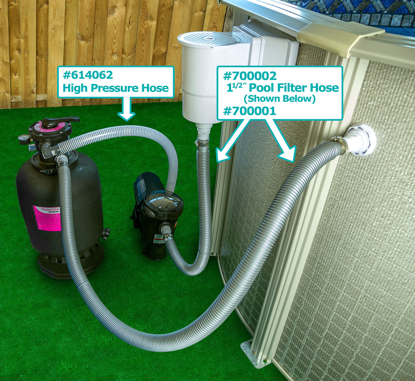 Swimming Pool 1½" High Pressure Hose (Pump-to-Filter) - 3' Length gallery