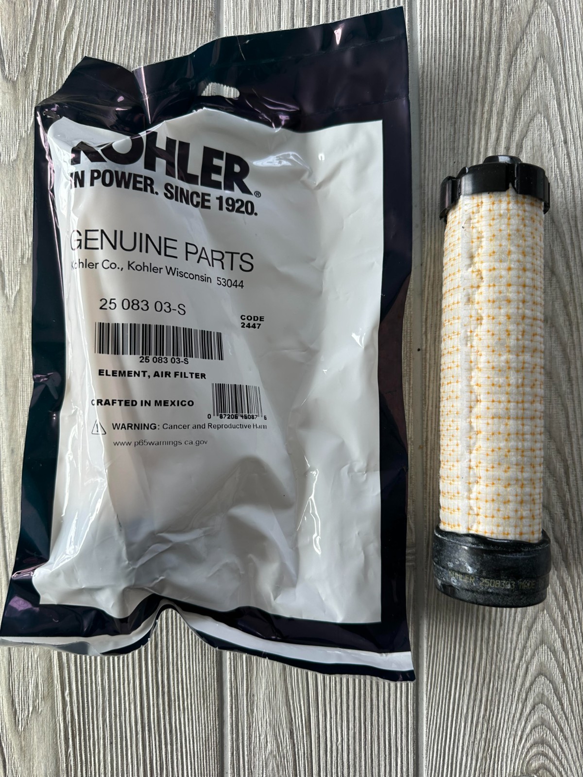 KOHLER 25 083 03-S Engine Air Filter For CH25, CH26 And TH16 Models gallery