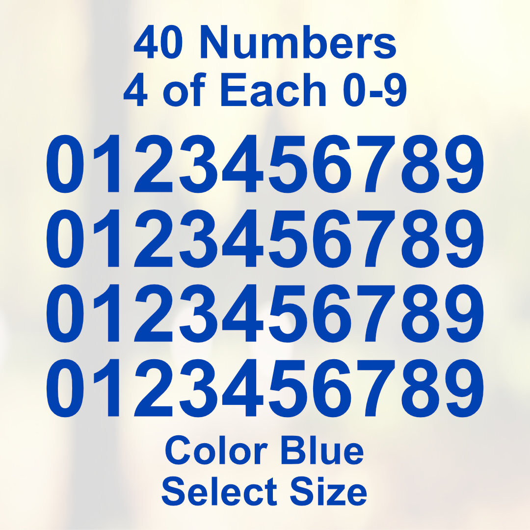0 - 9 Number Decals Color: Blue - Select Size - 40 Stickers 4 of Each Number gallery