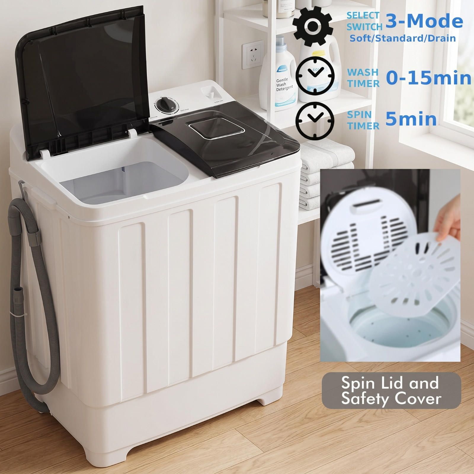 Portable Washing Machine 30Lbs Capacity Twin Tub Compact Laundry for Apartments gallery