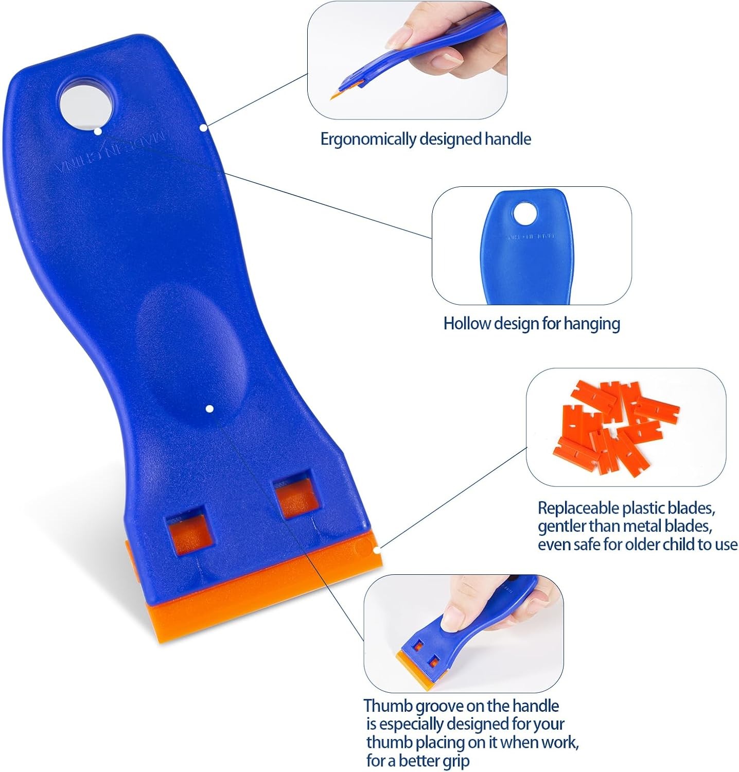 Plastic Razor Blade Scraper Tool, 6 Pcs Razor Scraper with 60 Pcs Plastic Blades gallery