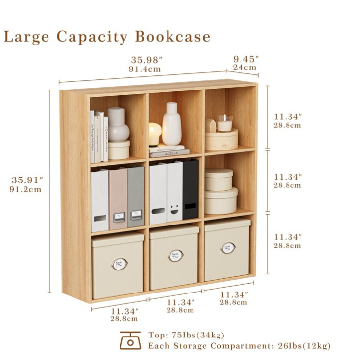 9 Cube Modern Storage Organizer Bookshelf Office Living Room Shelf Large Birch gallery