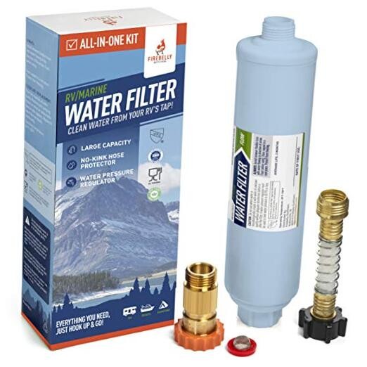 RV/Marine Inline Carbon Water Filter - Starter Kit w/Flexible Hose Protector, gallery