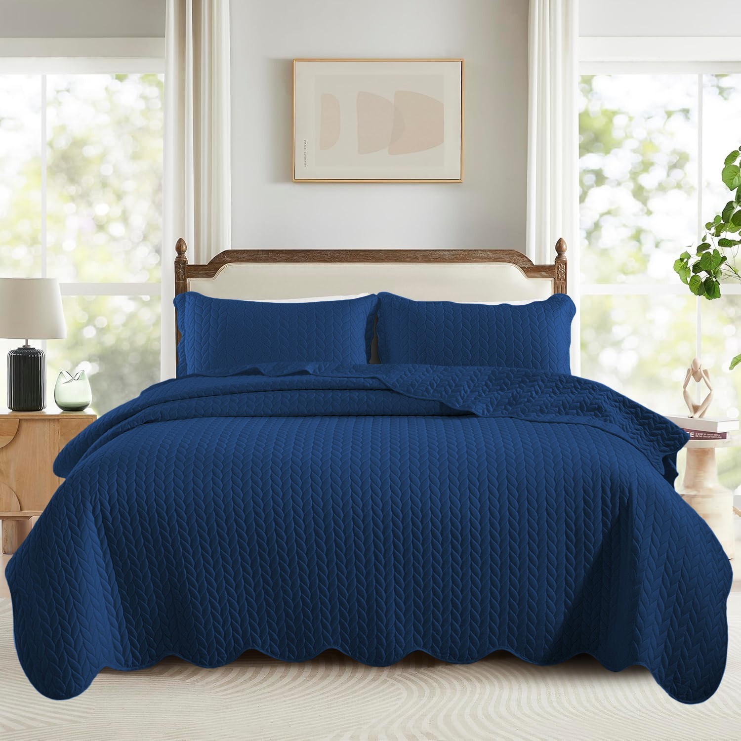 3 Piece Quilted Bedspread Set Soft Reversible Comforter Bedding Sets Queen King gallery