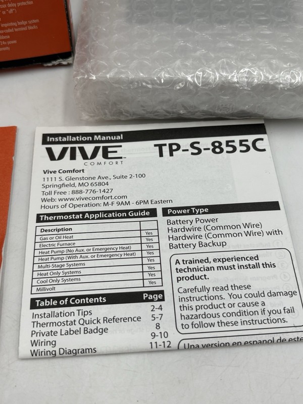 Vive Comfort TP-S-855C 7-Day Programmable Thermostat Residential Commercial gallery