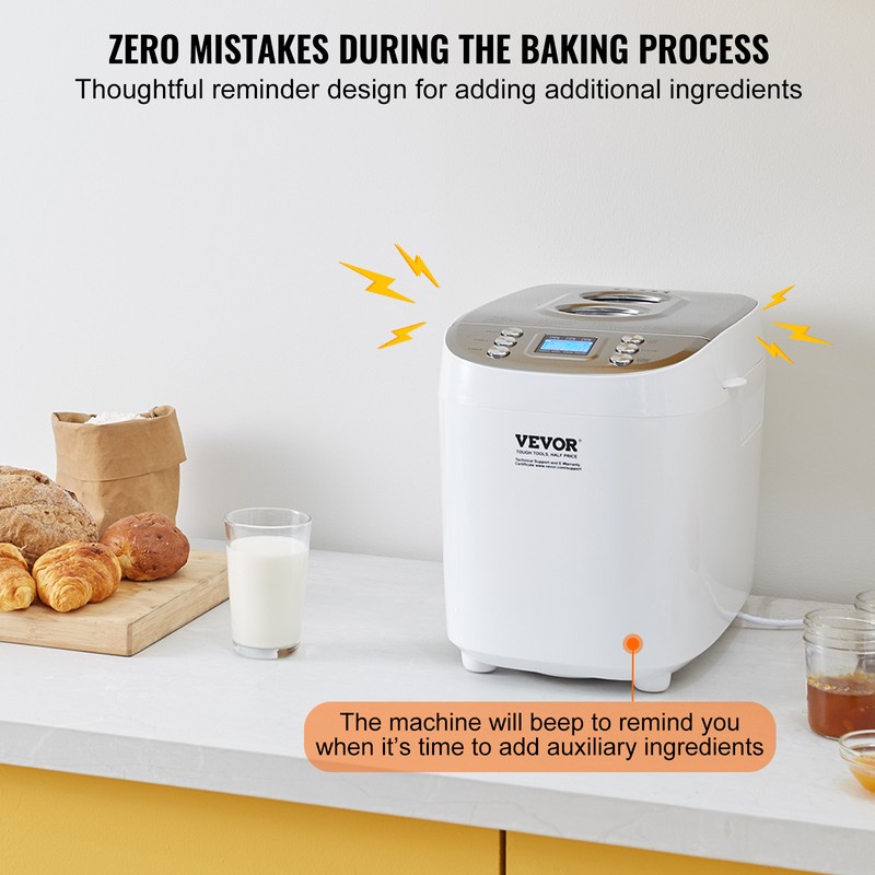 VEVOR 3LB 15-in-1 Bread Maker Automatic Compact Dough Machine Nonstick White gallery