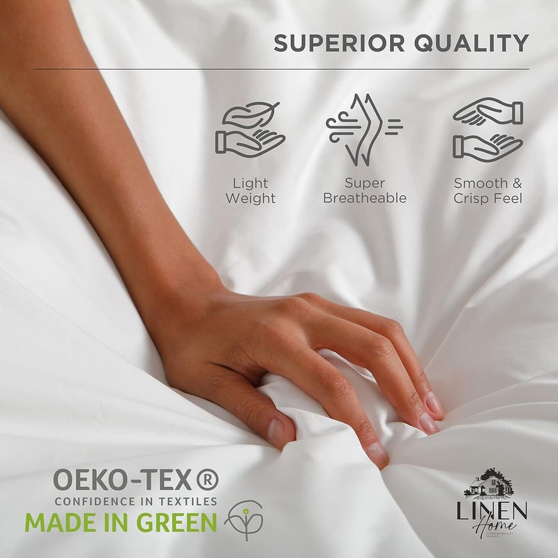 100% Cotton Percale Sheets King Size, White, Deep Pocket, 4 Pieces Set gallery