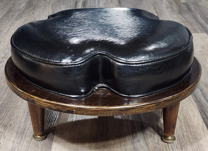 Vintage Stacking Foot Stool Ottoman Black 70s MCM 18” Round Seat gallery