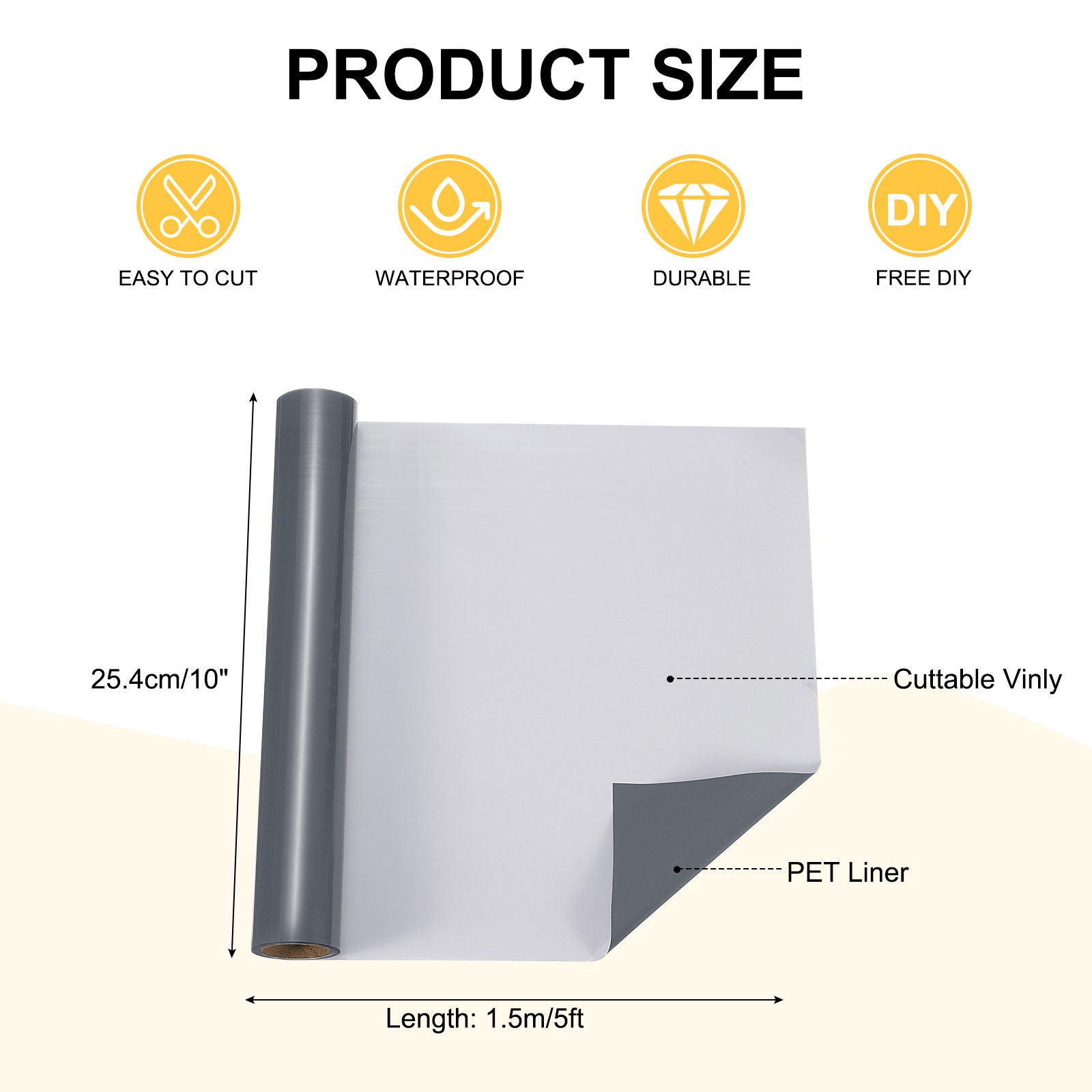 Gray Permanent Vinyl, 10 Inch x 5ft Adhesive Vinyl Roll gallery