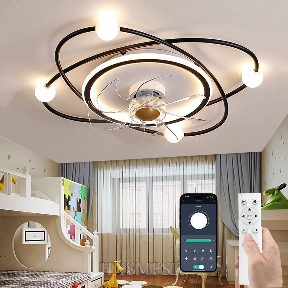Flush Mount Ceiling Fan with Light Interior Light Remote Control Ceiling Fan