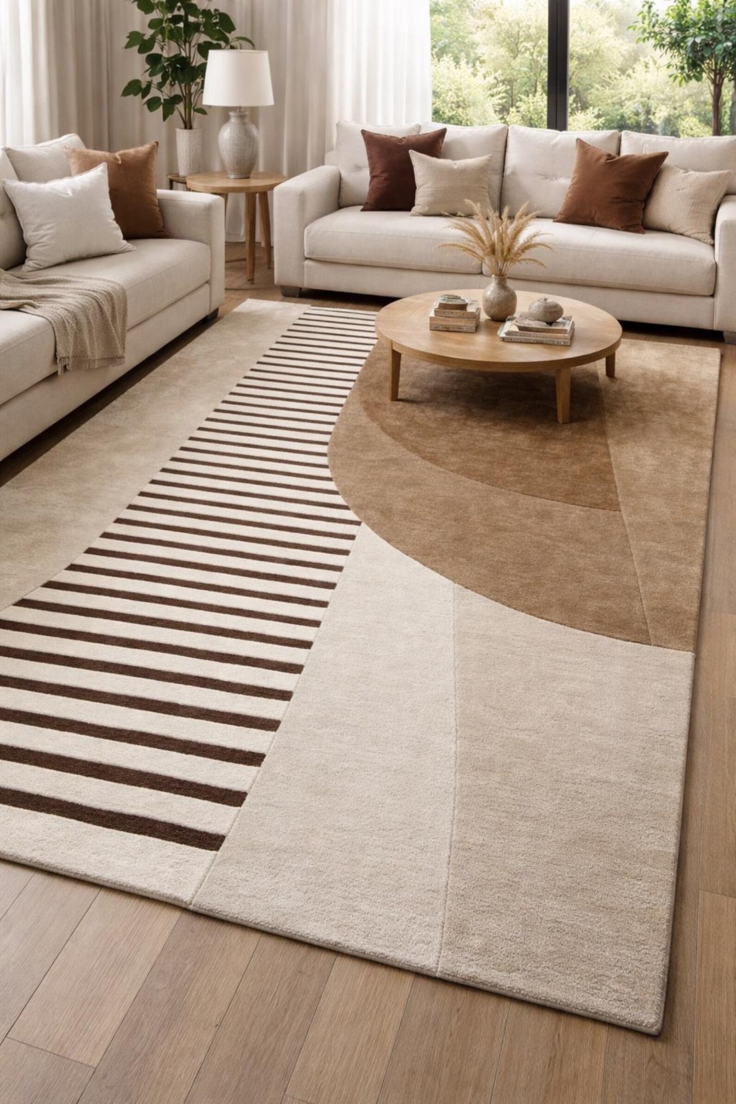 Hand tufted Geomatric Wool, Silk Area Rug Abstract Modern Design Handmade carpet gallery