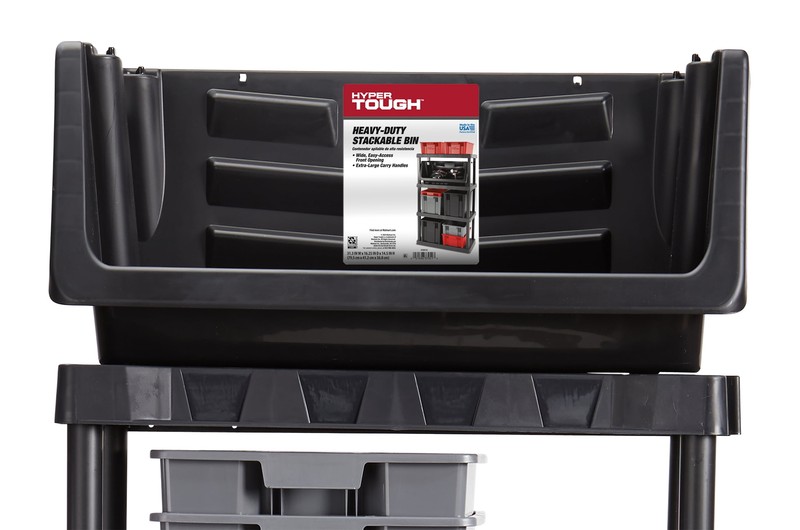 Heavy Duty Nesting Plastic Stack Bin, Black！ gallery