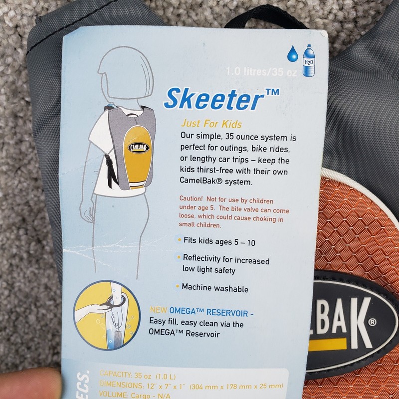 Camelbak Skeeter 35 Oz Kids Hydration Pack Orange Gray 5