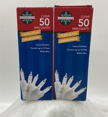 December Home~50 Clear Mini Lights~Clear~White Cord~NIB