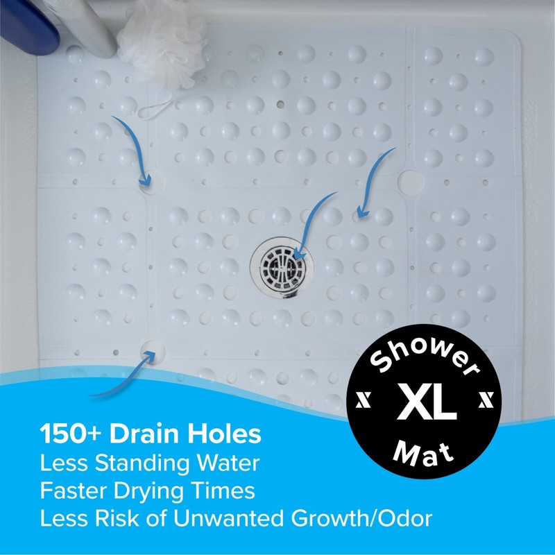 65% MORE COVERAGE! SlipX Solutions Solid White Extra Large Shower Mat (27") gallery