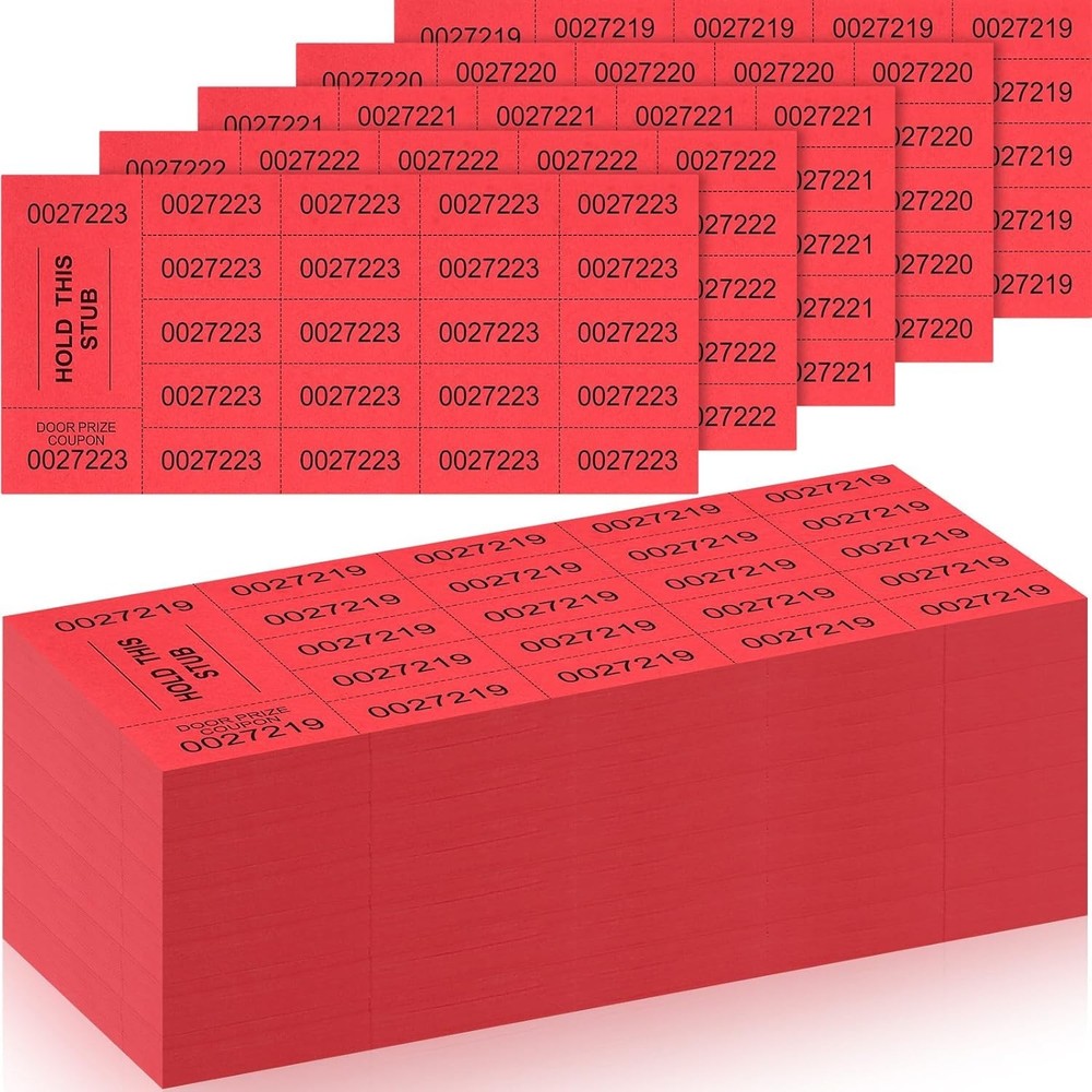 Kosiz Red Raffle Tickets – 504 Sheets | 20 Bid Raffle Tickets | Auction & Event