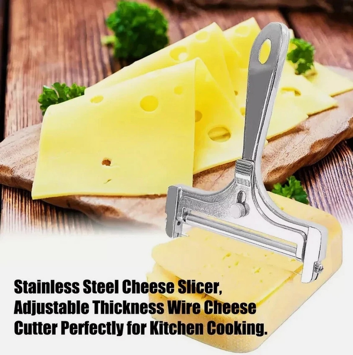 Hard Cheese Slicer Adjustable Stainless Steel -Kitchen Tool With Wire Cutter gallery