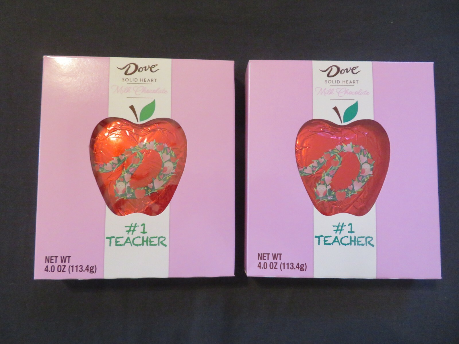 (2) Dove Silky Smooth Solid Milk Chocolate Apples #1 Teacher 4 Oz Each *O gallery