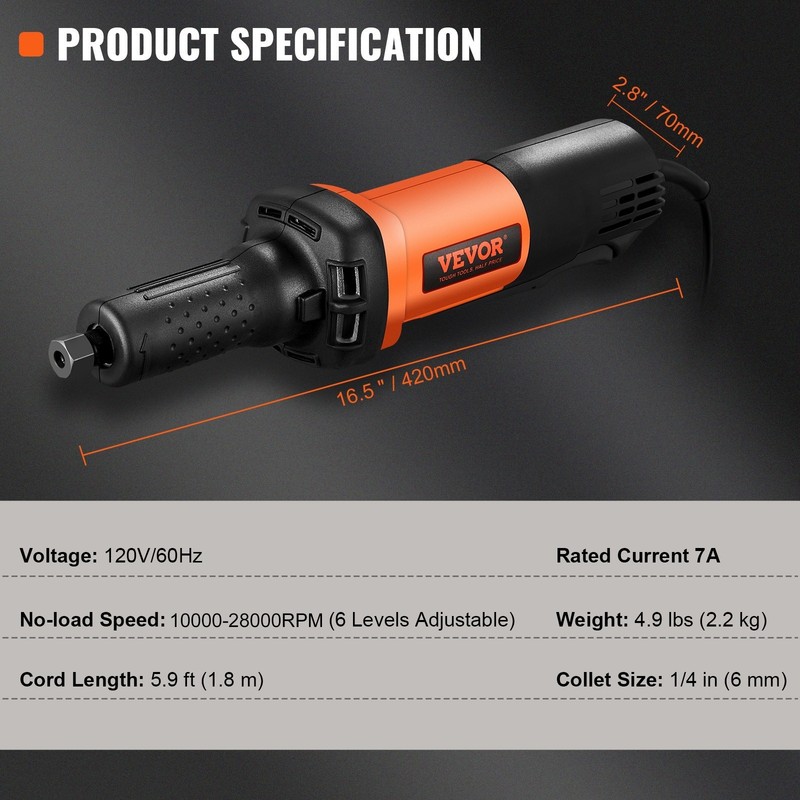 Die Grinder, 1/4" Collet Variable Speed (7000-30000RPM), Heavy Duty Electric gallery