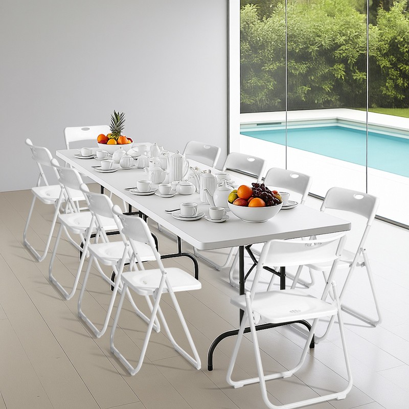 10 PCS Portable Folding Plastic Stackable Chairs for Camping Wedding Party gallery
