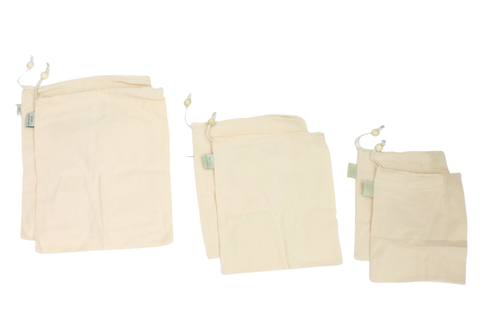 Reusable Muslin 100% Organic Cotton Produce Bags, Set of 6 plus Storage Bag gallery