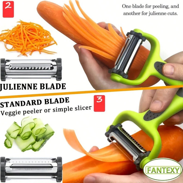 1pc Rotatable Fruit & Vegetable Peeler - Multifunctional Slicer & Shredder Tool gallery
