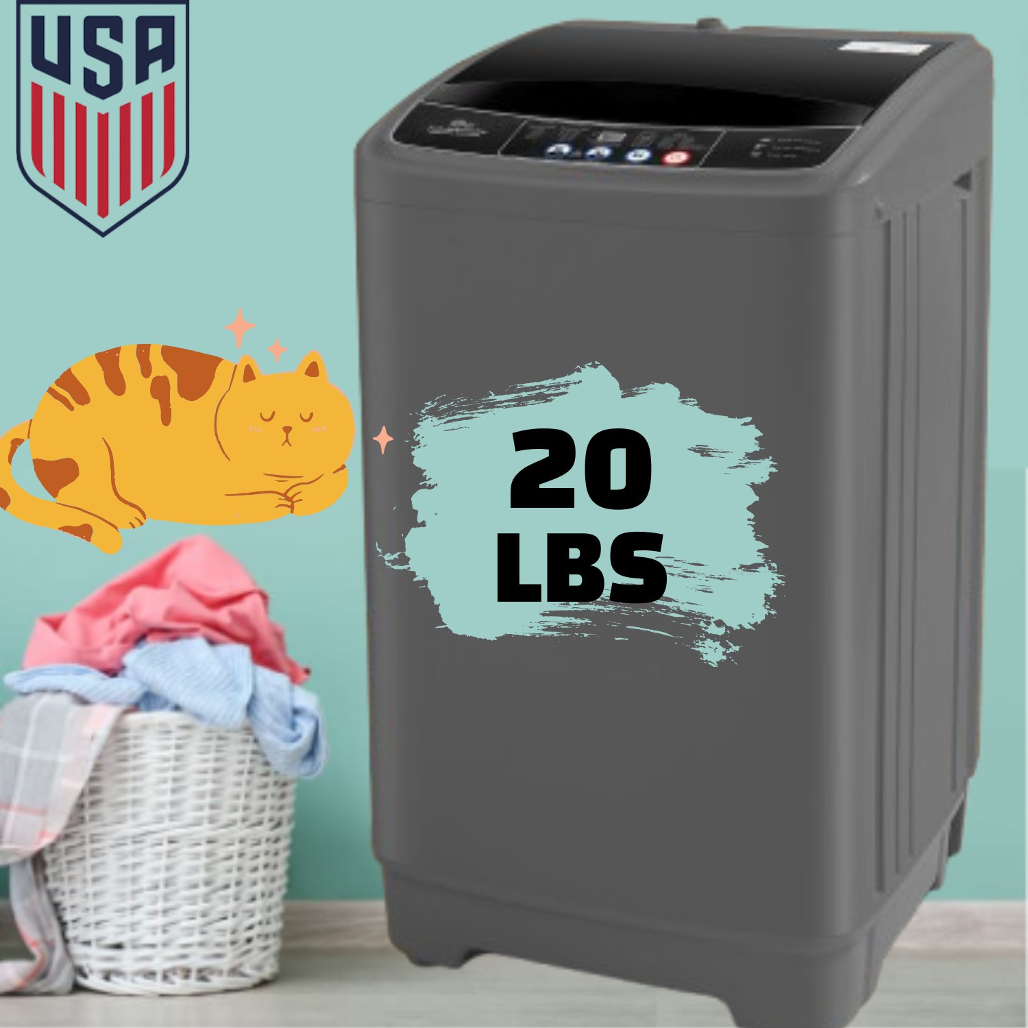 Washing Machine Portable 20Lbs Compact Washer & Dryer for Home w/ Drain Pump@ gallery